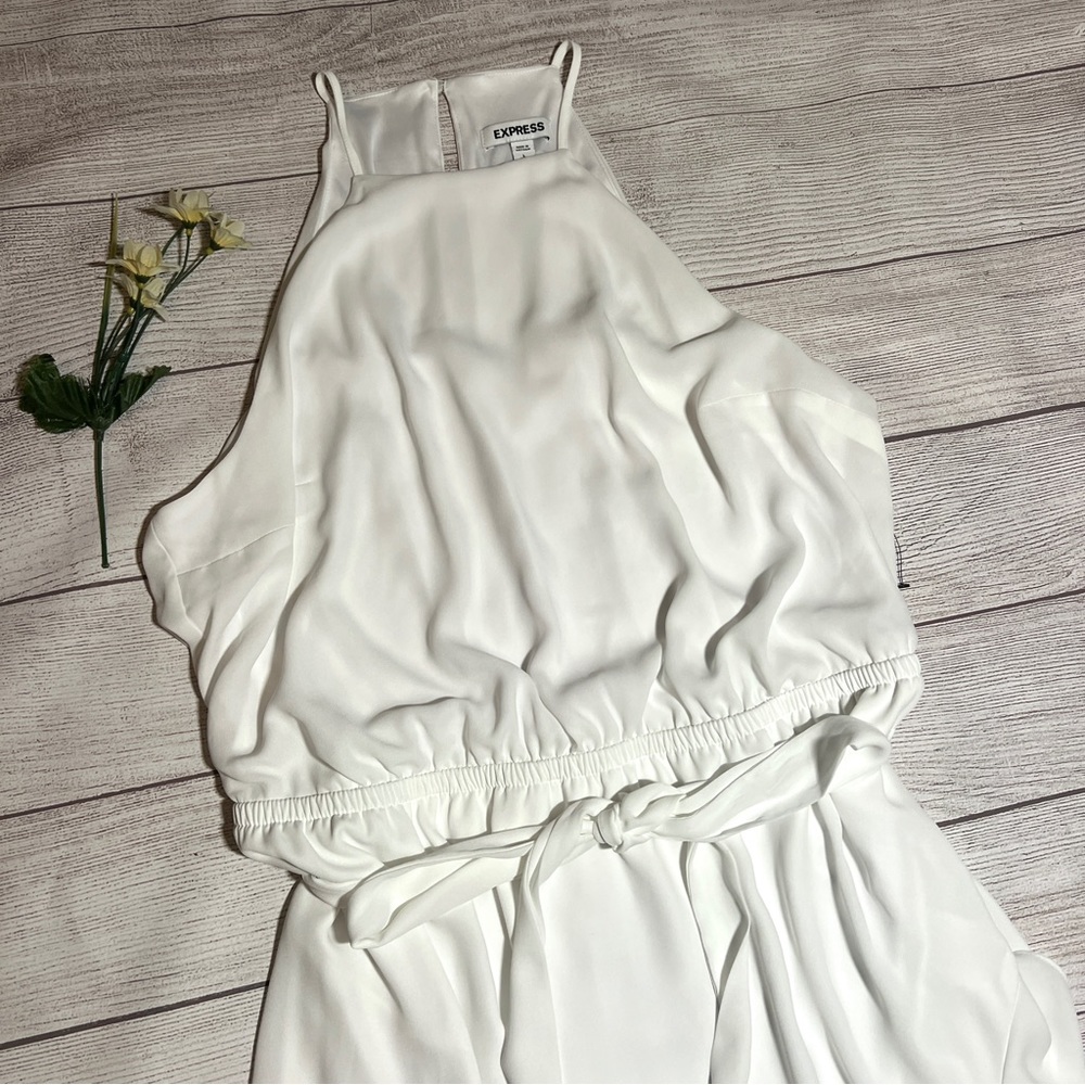 EXPRESS Asymmetrical Ruffle Wrap Midi Dress - Picture 6 of 16